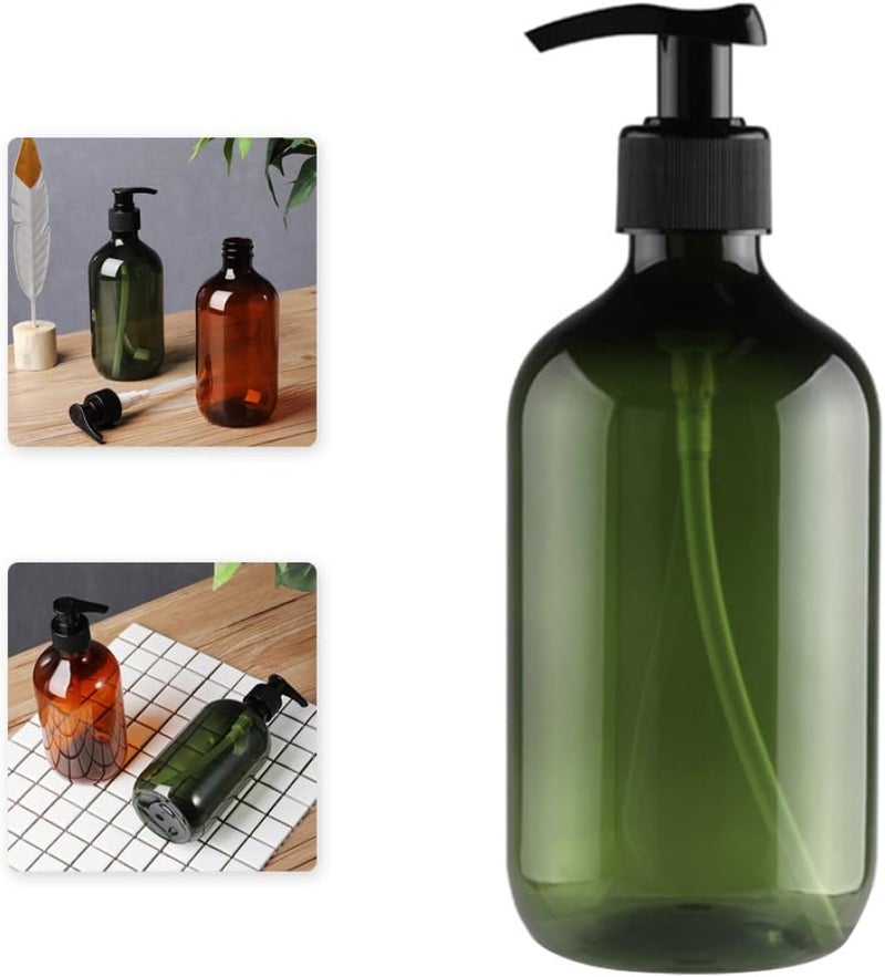 woobles Refillable Cosmetic Pump Dispensers, 300ml Empty Pump Lotion Bottle, Refillable Lotion Shampoo Liquid Dispenser, Shower Gel Container for Traveling(Green) - Image 2